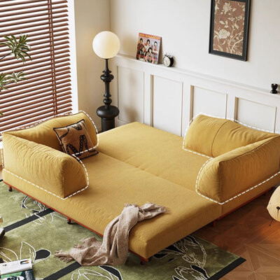 Hokku Designs Ginger + Red Chenille + Carbon Steel Standard Sofa bed