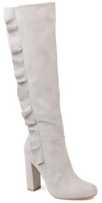 Brinley Co. Womens Extra Wide Calf Knee-high Ruffle Boot