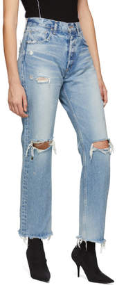 Moussy Vintage Blue Odessa Wide Straight Jeans
