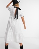 Thumbnail for your product : Topshop poplin dress with contrast tie in white