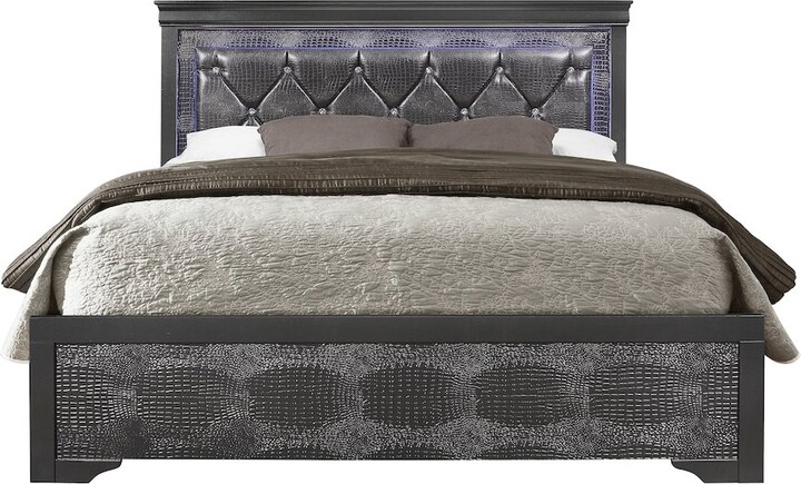 Global Furniture USA Pompei Metallic Gray Queen Bed w/ LED Light