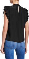 Thumbnail for your product : Frame Pleated Ruffle-Trim Sleeveless Top