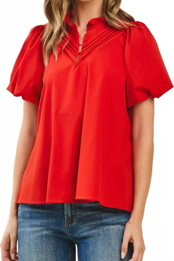 Tcec Winslet Ruffled Neck Top In Red