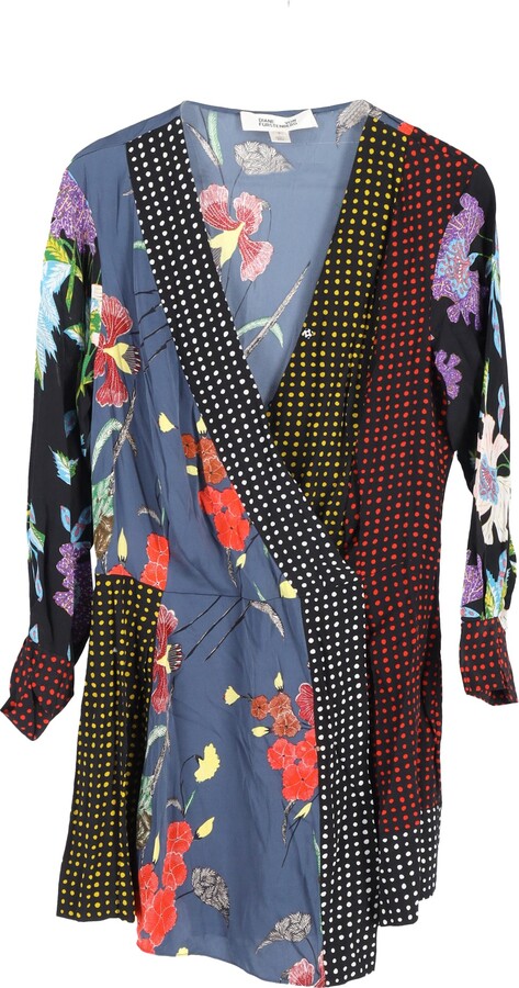 Patchwork Mini Dress in Multicolor Silk