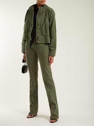 Valentino Washed-effect Denim Straight-leg Trousers - Dark Green