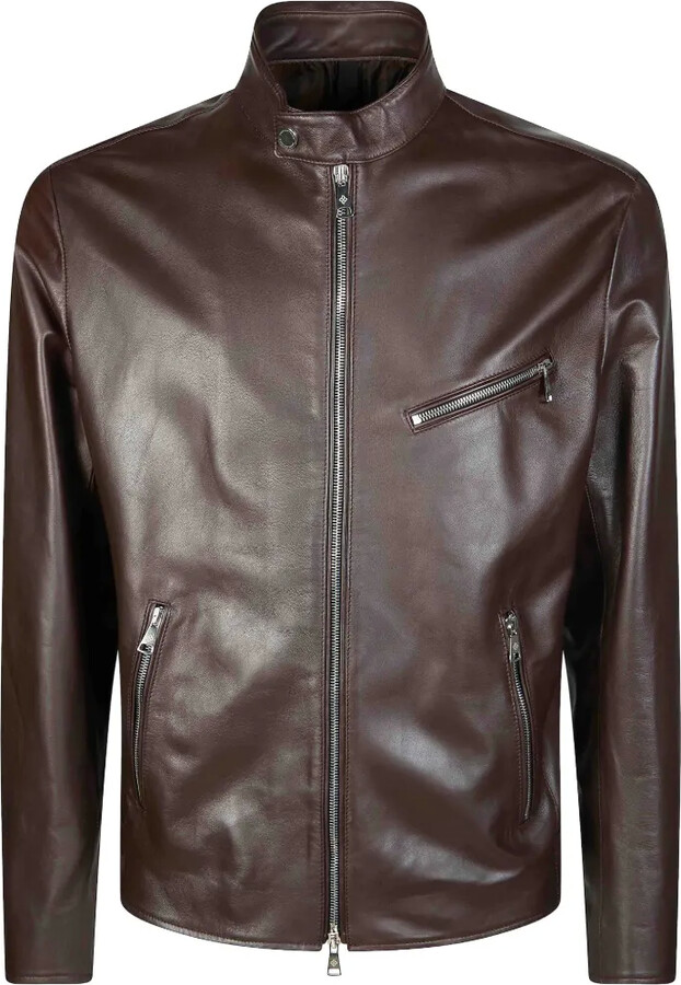 Tagliatore Zip Leather Jacket