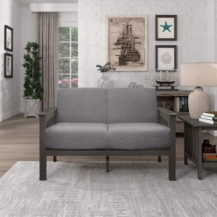 OakvillePark Acme Fabric Upholstered Living Room Loveseat, Gray