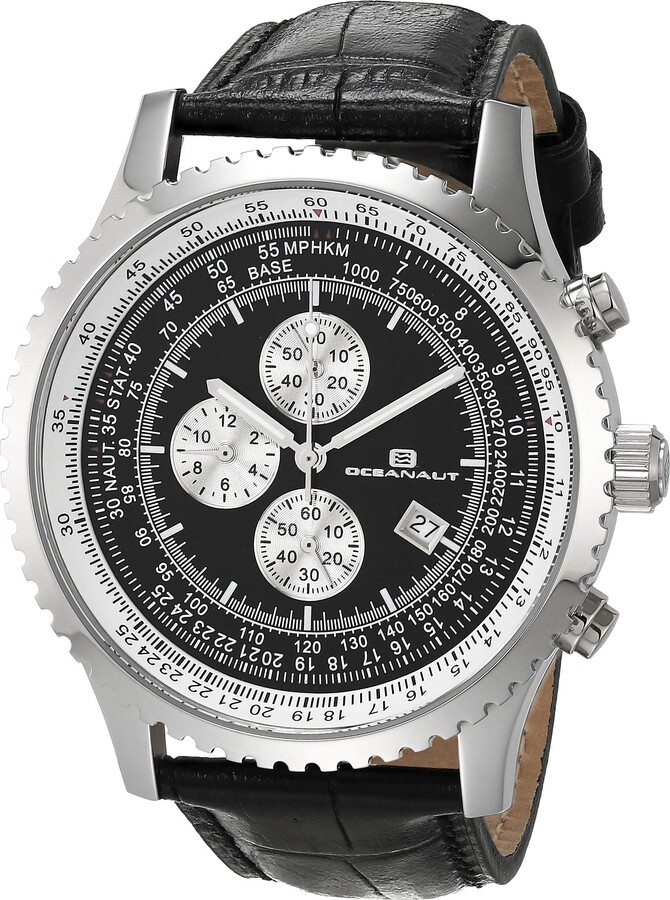 Oceanaut Men's Actuator Stainless Steel Quartz Leather Strap