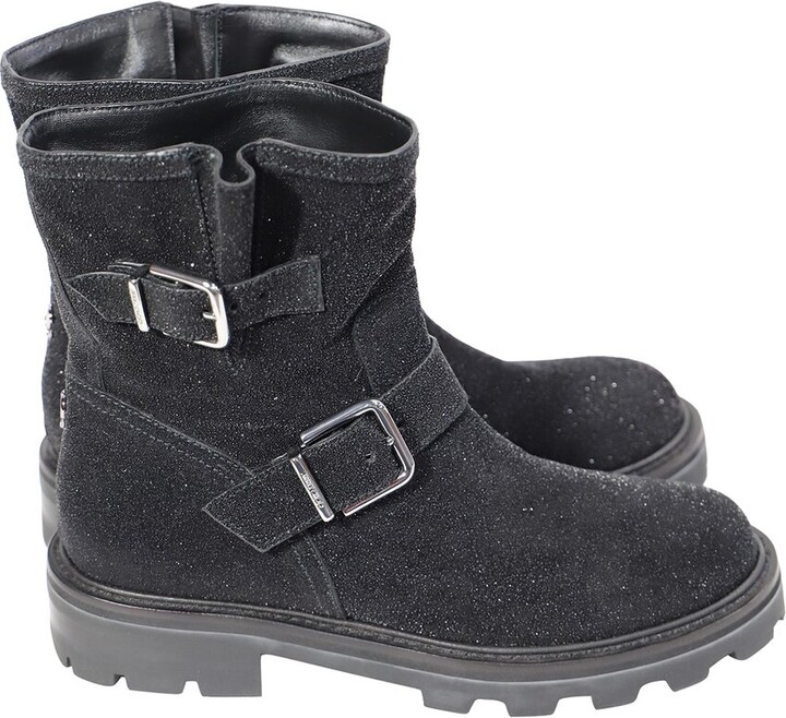 Jimmy Choo Men's Goat Suede Youth Ii Glitter-Effect Bootie (Authentic Pre- Loved)