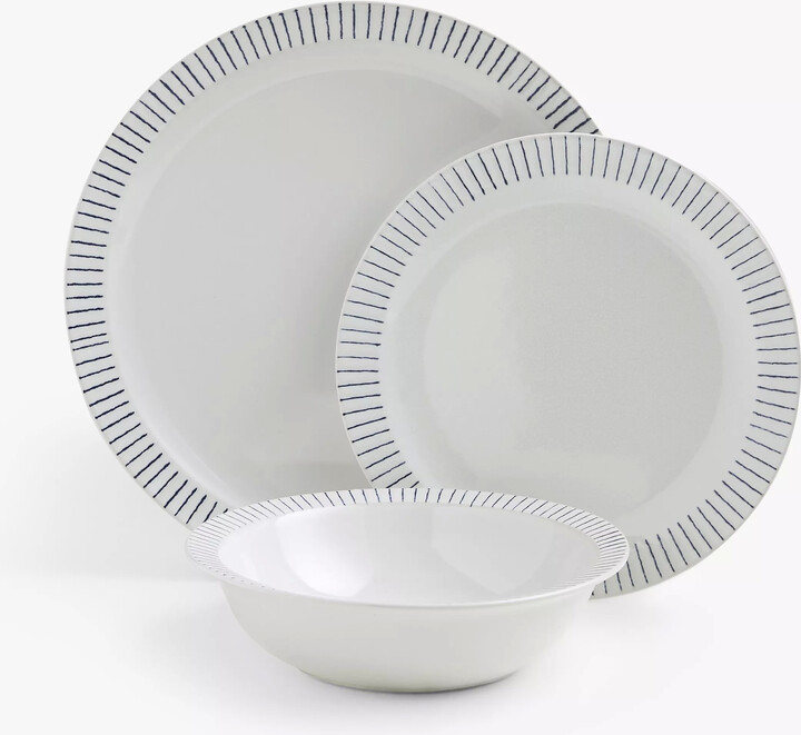 John Lewis Partners Etta Stripe Wax Resist Stoneware Dinnerware