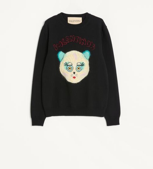 Valentino Wool And Cotton Jumper With Le Chat De La Maison Patch