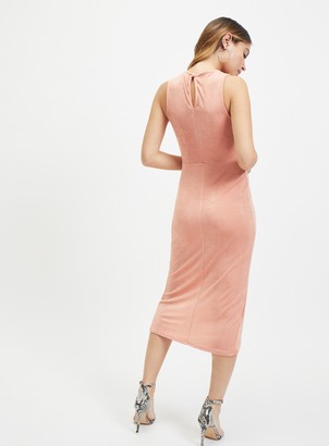 Miss Selfridge PETITE Pink Drape Front Midi Dress