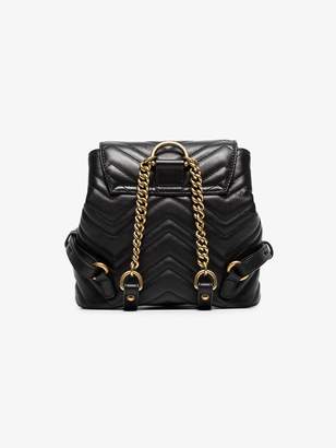 Gucci Ladies Black Chevron Leather GG Marmont Matelasse Backpack