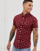 Thumbnail for your product : ASOS DESIGN skinny fit shirt in burgundy rose print