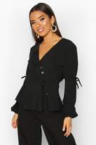 Thumbnail for your product : boohoo Button Front Tie Detail Tailored Blouse
