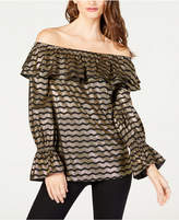 Thumbnail for your product : Michael Kors Metallic Off-The-Shoulder Flounce Top