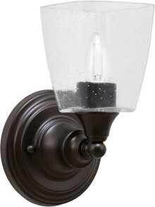 Ebern Designs Wall Sconce Shown With 4.5” Square Clear Bubble Glass