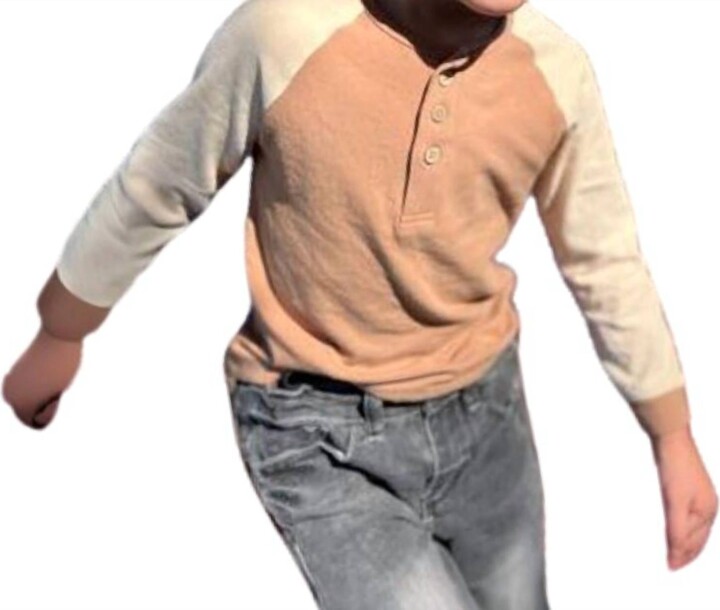 Boys Lugoff Raglan Henley Top In Beige/cream