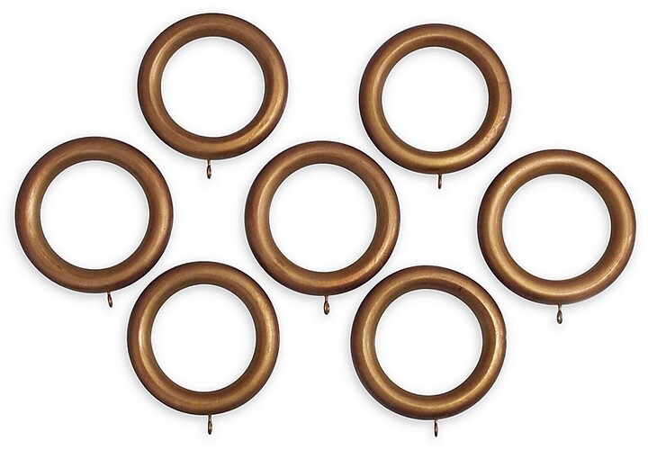 Set of 7 pieces Horchow Antique Gold Wood Curtain Rings 