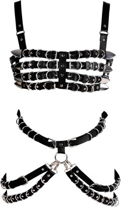 Women's PU Leather Body Chain Tassel Harness Chest Bra Belt Strap
