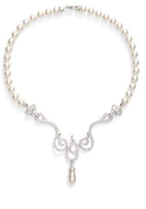 Nina 'Romantic' Swarovski Crystal & Faux Pearl Frontal Necklace