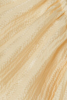 Thumbnail for your product : Morgan Lane Ava Striped Silk-seersucker Nightdress - White
