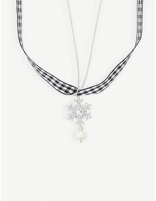 Miu Miu Swarovski crystal and pearl pendant necklace