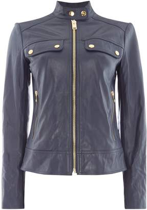 Michael Kors Mod leather jacket with zip detail