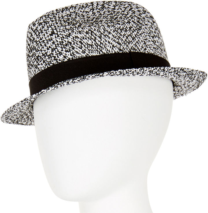 JCPenney Manhattan Hat Black and White Woven Fedora ShopStyle