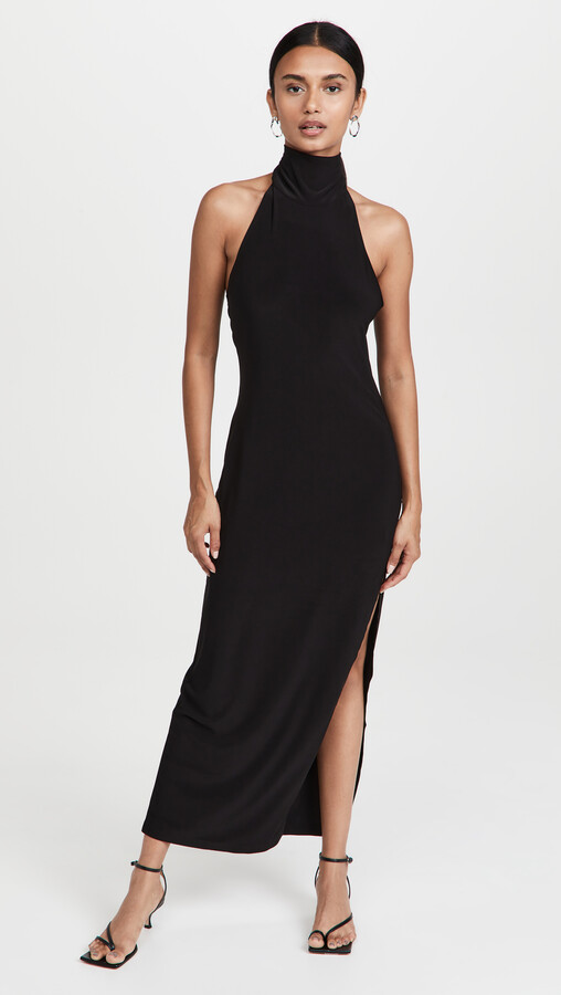 long black halter dress