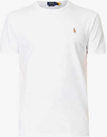 Polo Ralph Lauren Mens French Navy Short-Sleeved Logo-Embroidered Custom Slim-Fit Cotton-Jersey T-Shirt Xl