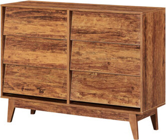 George Oliver Vintage-style 6 Drawer Double Dresser with Bevel Design for Organized and Stylish Storage