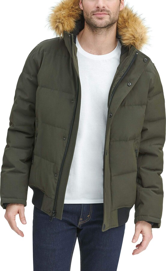tommy hilfiger fur hooded padded bomber jacket