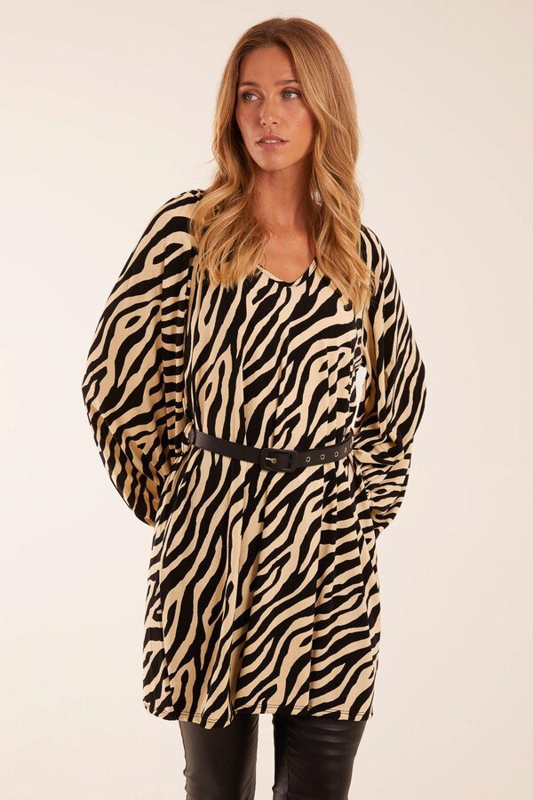 Blue Vanilla Zebra Print Belted Top ShopStyle