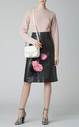 Prada Floral-Print Leather Skirt