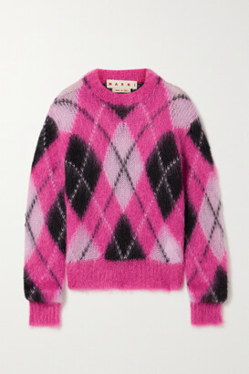 Marni - Argyle Mohair-blend Sweater - Pink