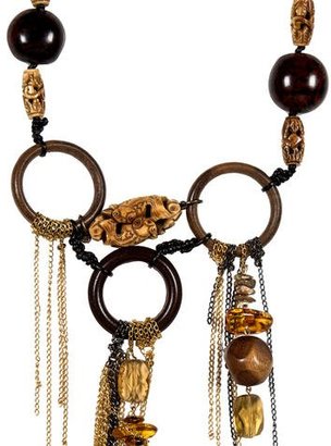 Erickson Beamon Crystal and Wood Necklace