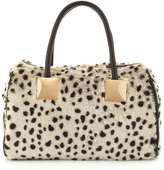 Thumbnail for your product : Adrienne Landau Snow Leopard Faux-Fur Satchel Bag, White