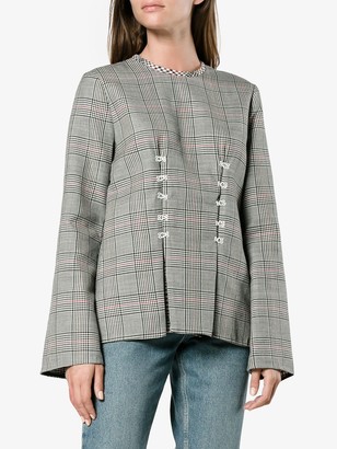 Rosie Assoulin Double Check Top With Flared Sleeves