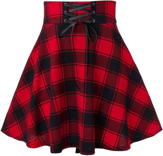 IFOUNDYOU New Women Fashion Sexy Casual Lattice Printing Splicing Frenulum A-Line Mini Skirt