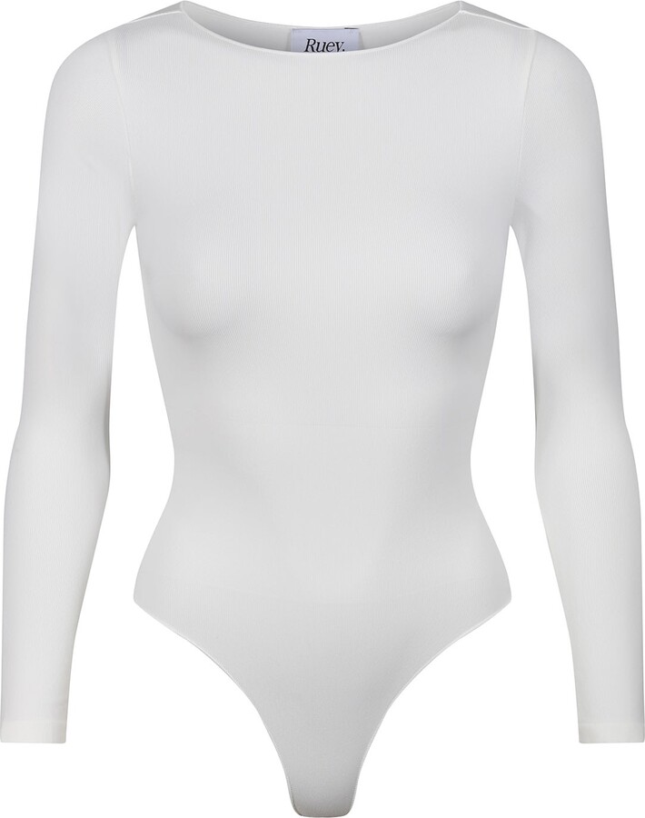 Ruey Contour Crew Neck Long Sleeve Bodysuit - White - ShopStyle Tops