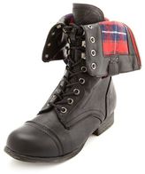 Thumbnail for your product : Charlotte Russe Zip-Back Fold-Over Combat Boot