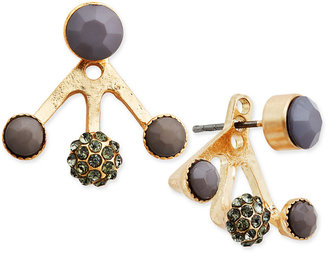 INC International Concepts Gold-Tone Gray Bead and Black Crystal Earring Jackets, Only at Macy's