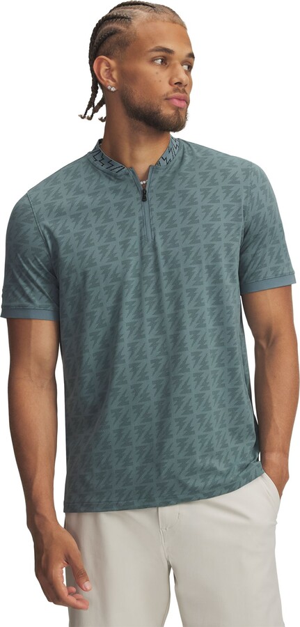 Under Armour Men's Curry Zip Jacquard Golf Polo, Small, Jasper Blue