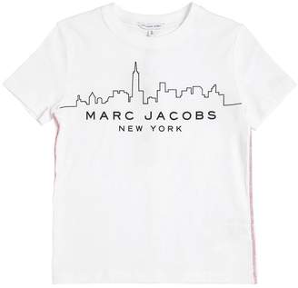 Little Marc Jacobs Skyline Logo Print Cotton Jersey T-Shirt