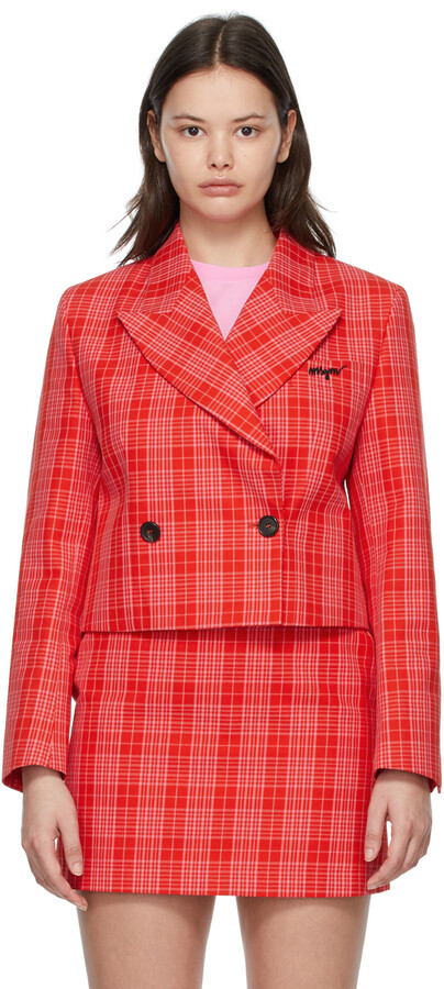 cropped checked blazer