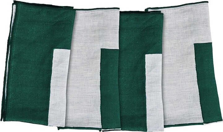 Misette Linen Embroidered Napkins Set Of 4 in Green