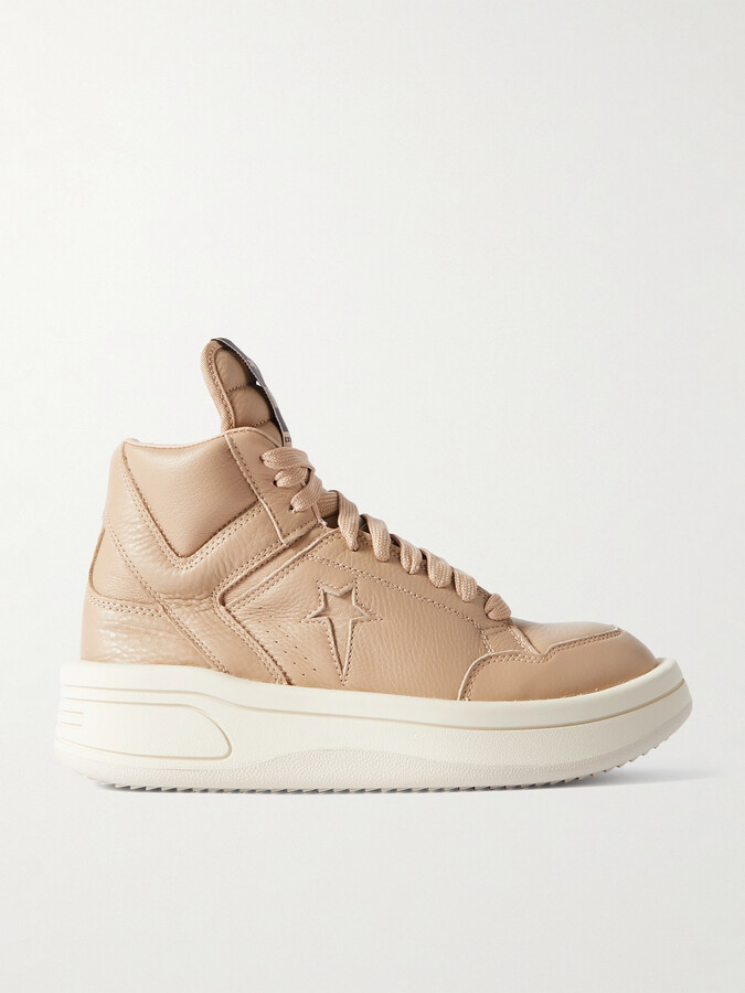 Rick Owens + Converse TURBOWPN Full-Grain Leather High-Top Sneakers