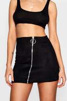Thumbnail for your product : boohoo O Ring Zip Suedette Mini Skirt