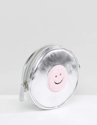 Lazy Oaf Exclusive Silver Faux Fur Round Fuzzy Cross Body Bag
